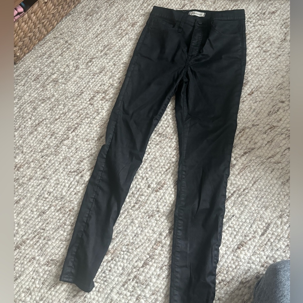 Madewell skinny black (shine coated) jeans
